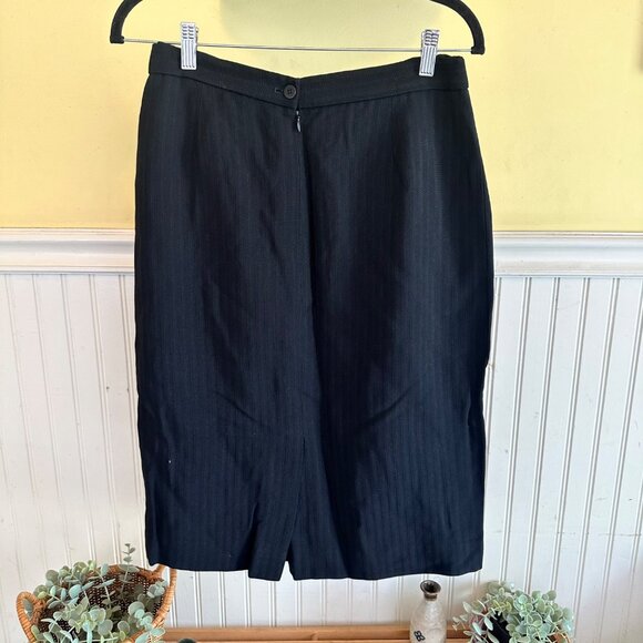 Donna Karen NWT Black Pin stripe midi pencil Skirt 8 - Picture 2 of 7